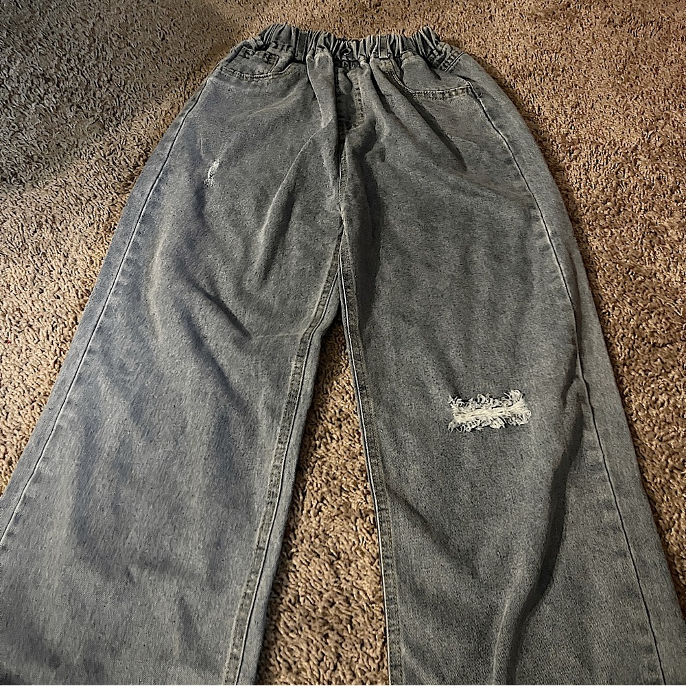 Blue Baggy Wide Leg Jeans